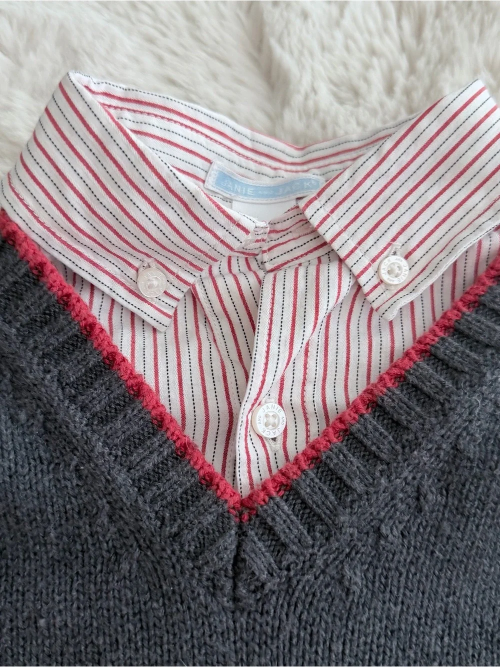 Janie and Jack Holiday Shirt and Vest Set Size 6